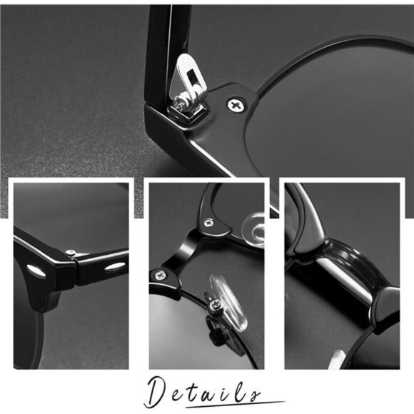 Vintage Sunglasses Polarized UV Protection Half Frame Browline Shades Women Men - Picture 5 of 7